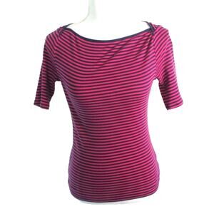 Talbots Women's Short Sleeve Purple & Blue Striped Stretch Shirt Size Small